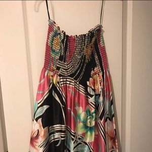 Cache strapless, silk floral dress size medium